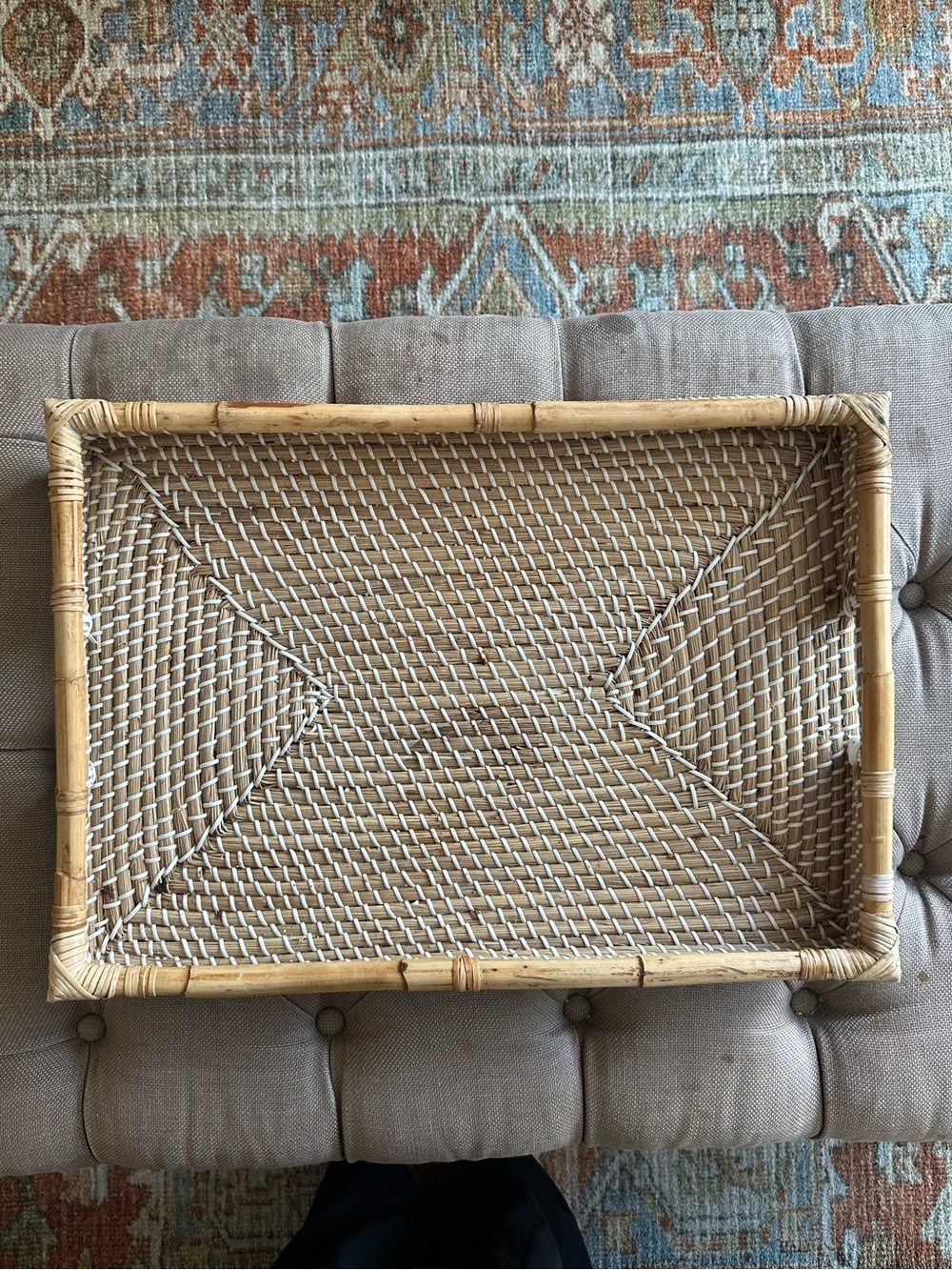 Bamboo Hand Woven Rattan Rectangular Tray - Picture 2 of 13